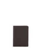 Pebbled Leather Card Case, Brown