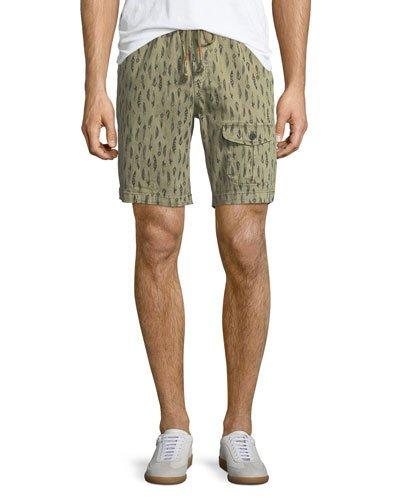 Feather-print Drawstring-waist