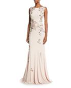 Floral Embellished Open-back Gown