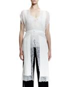 Open-back Lace-trimmed Silk Vest, White