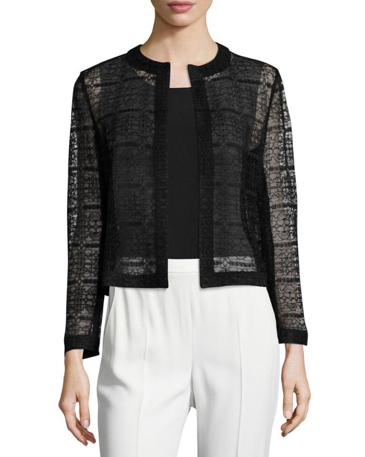 Heidi Lace Open-front Jacket, Black