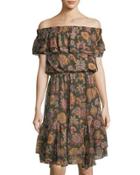 Paisley-print Off-the-shoulder Dress