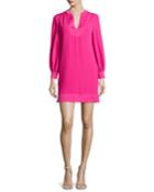Long-sleeve Crepe Shift Dress,