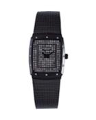 Tondor Quartz Swarovski Crystal Black Stainless Steel Bracelet Watch