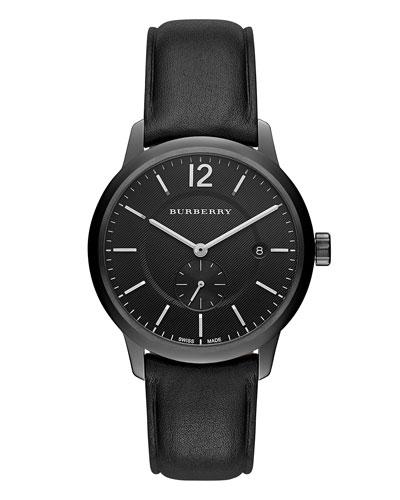 40mm Classic Round Watch With Leather