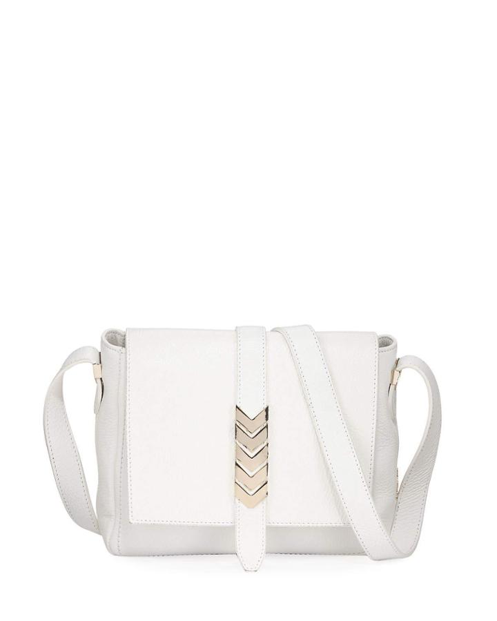 Pebbled Leather Shoulder Bag, White