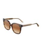 Two-tone Square Havana Plastic Sunglasses, Brown