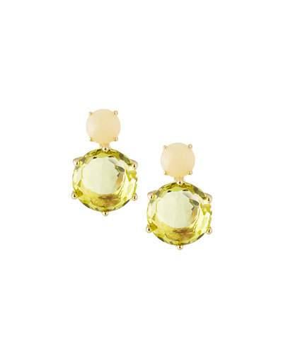 18k Rock Candy 2-stone Post Earrings In Peridot/london Blue Topaz