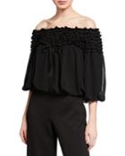 Off-the-shoulder Ruffle Georgette Top