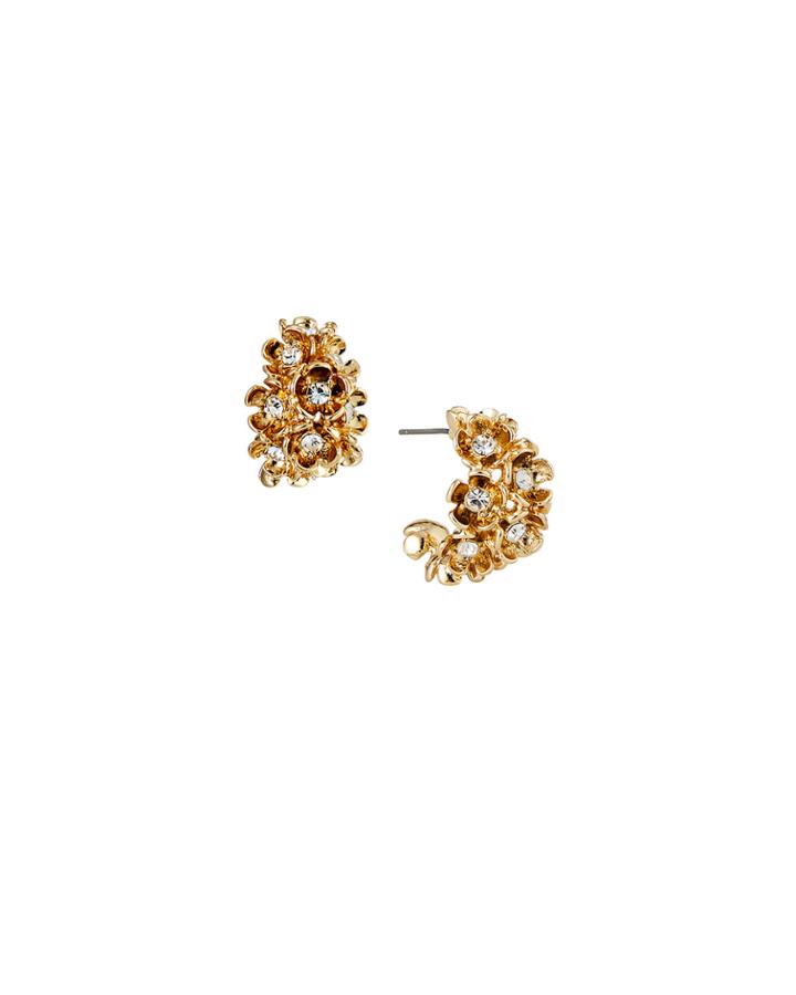 Flower Hugger Earrings, Gold