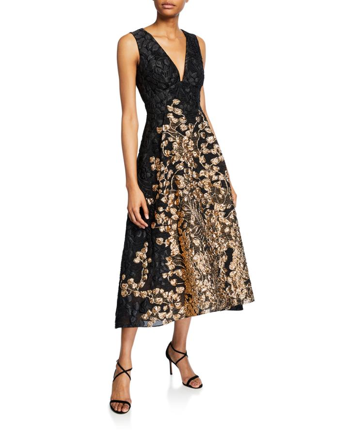 Vine Fil Coupe V-neck Dress