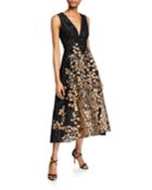 Vine Fil Coupe V-neck Dress