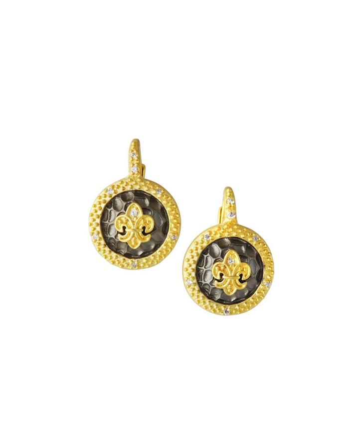 Hammered Fleur De Lis Leverback Earrings