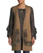 Rosena Wool-blend Sweater Vest W/ Fur Pockets