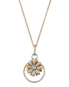 Two-tone 18k Diamond Flower Pendant Necklace