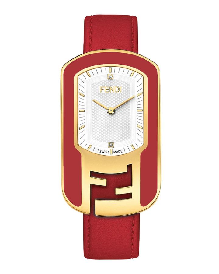 29x49mm Ff Ip Gold Watch With Red