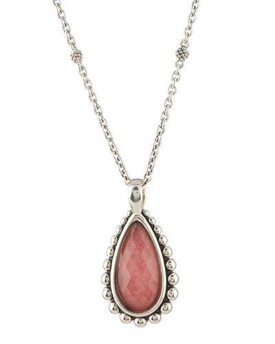 Maya Rhodochrosite Triplet Teardrop Pendant Necklace