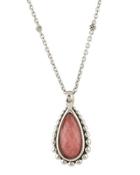 Maya Rhodochrosite Triplet Teardrop Pendant Necklace