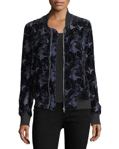 Floral Velvet-burnout Bomber Jacket