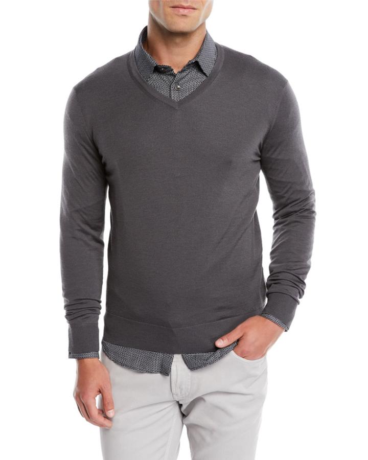 Men's V-neck Wool Pullover