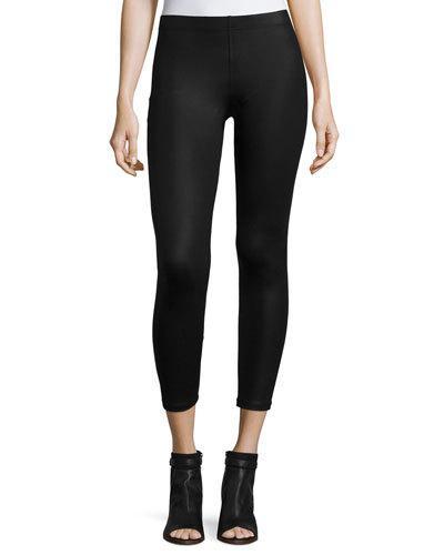 Coated Cropped Leggings, Black