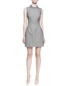 Sleeveless Plaid Mock-neck Dress