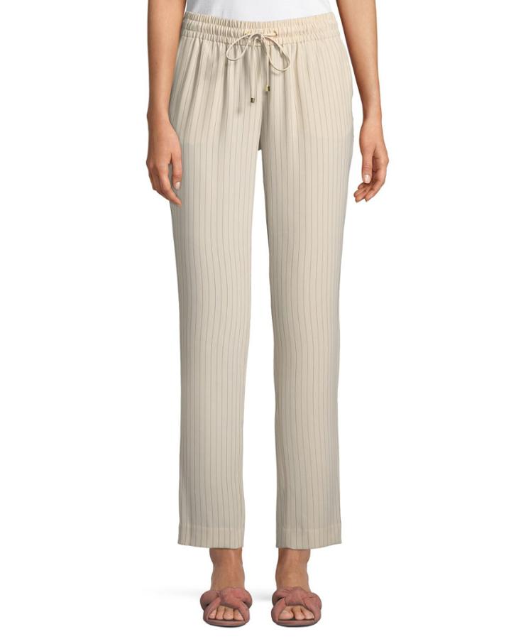 Drawstring Straight-leg Striped
