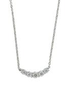 14k White Gold Diamond Curved Bar Necklace,