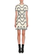 Short-sleeve Jewel-neck Victorian-bead Jacquard