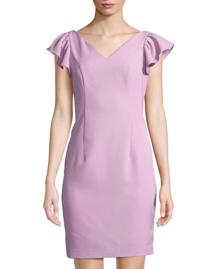 Flutter-sleeve Laguna Crepe Dress