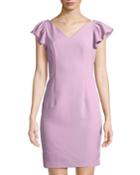 Flutter-sleeve Laguna Crepe Dress
