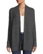 Boucle-knit Open Front Cardigan