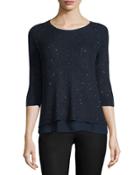 Sequin Sweater W/ Chiffon Trim