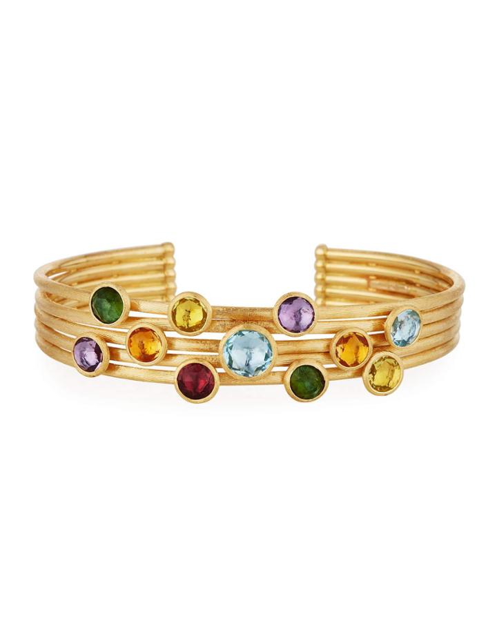 Jaipur 18k Gold Five-row Multi-stone Bangle