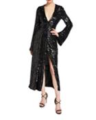 Sequined Wrapped V-neck Dress