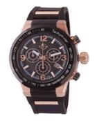 44mm Novara Men's Watch W/ Silicone Strap, Black/rose Golden