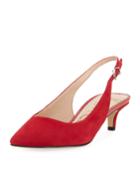 Ludlow Kid Suede Kitten-heel Slingback Pumps