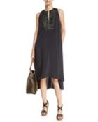 Sleeveless Pailletteed-bib High-low Dress