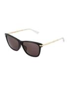 Two-tone Cat-eye Combo Sunglasses, Black/gold