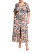 Plus Size Paisley Printed Button Down Dress
