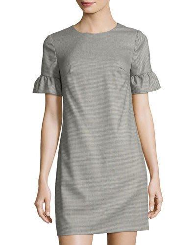 Darling Houndstooth Ruffle-cuff Dress
