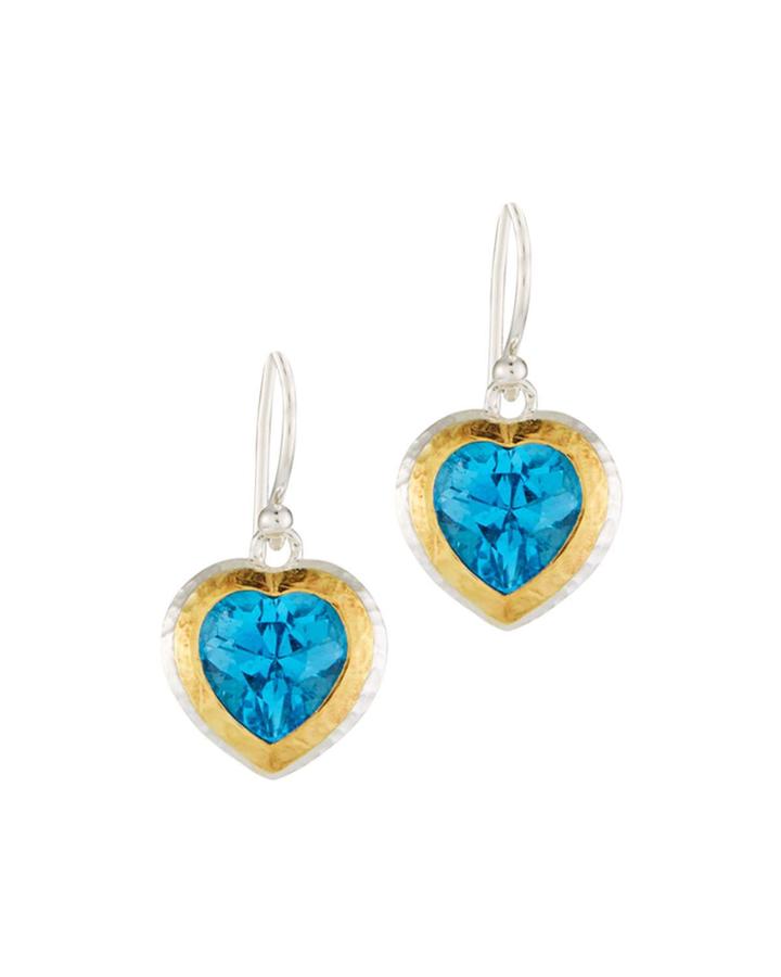 Romance Swiss Blue Topaz Heart Earrings