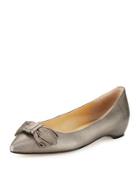 Catrina Suede Bow Flat, Pewter