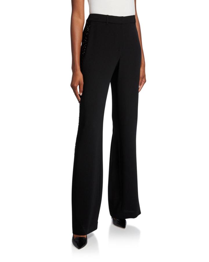 Dalton Wide-leg Finesse Crepe Pants With Embellishment
