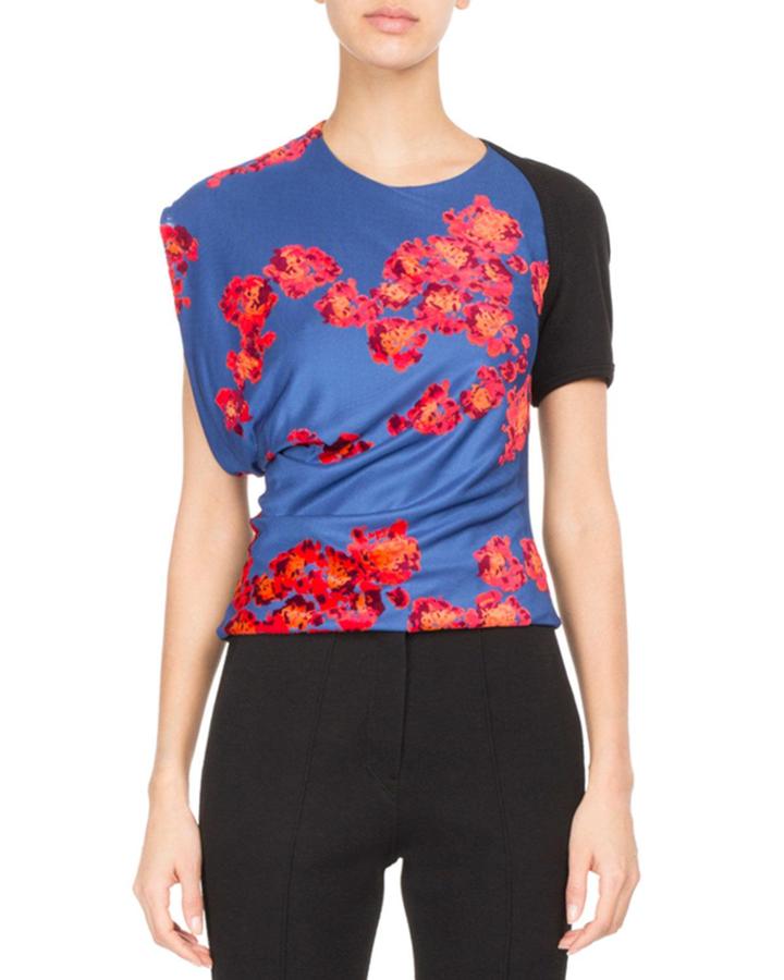 Floral Draped Jersey Top