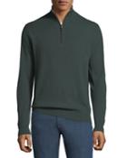 Men's Cashmere Suede-piped Mock-neck