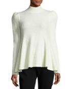Flounce Sweater With Strong Shoulder, Ivory