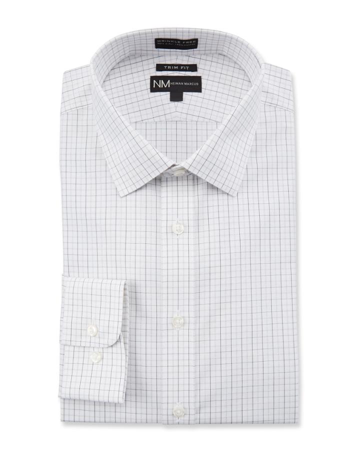 Men's Trim Fit Non-iron Dobby Check Dress