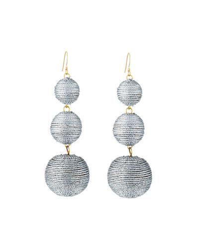 Threaded Triple-drop Ball Earrings, Gray