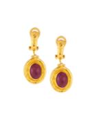 24k Ruby Oval Drop Earrings